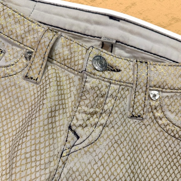 True Religion ‘Skinny Plum’ Skinny Jeans in “Gold Fishnet Scales Print” Size 29 - Picture 10 of 15